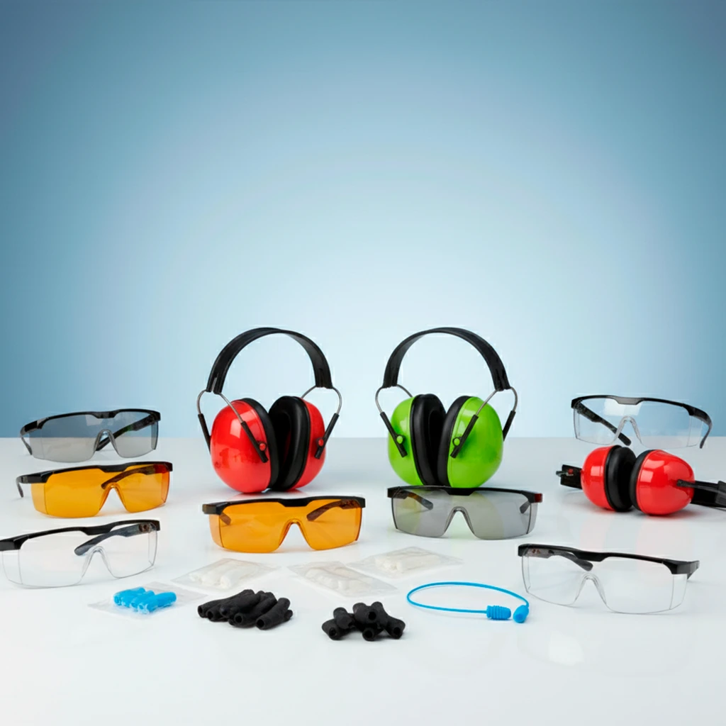 Gafas y protectores de oídos.