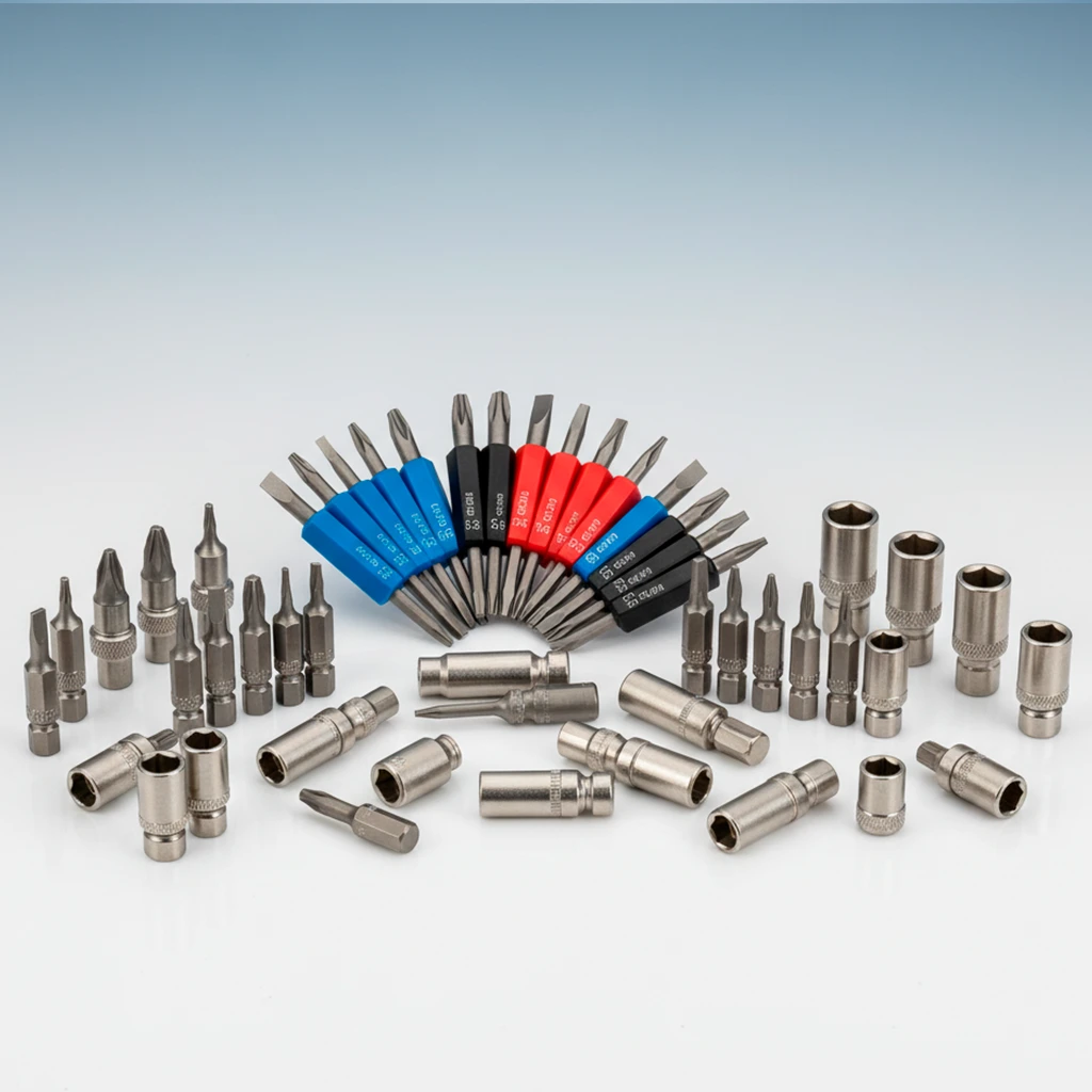 Puntas, adaptadores y vasos magnéticos.