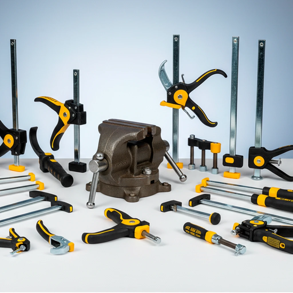 Sargentos, tornillos de banco y sujeción.